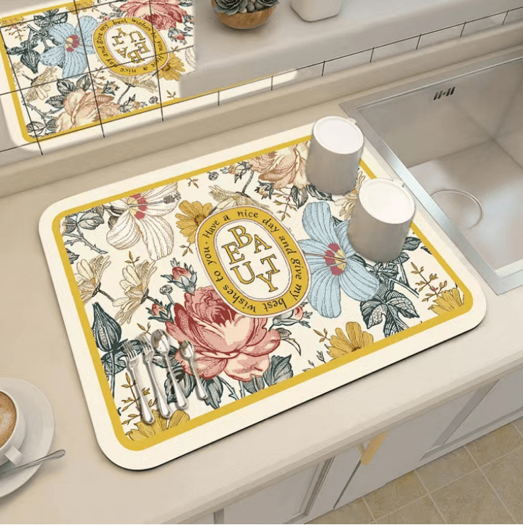 46x40cm Dish Drying Mat In The Cabinet Drying Mats Microfiber Absorbent  Table Placemat Non Slip Heat Resistant Drain Drying Pad