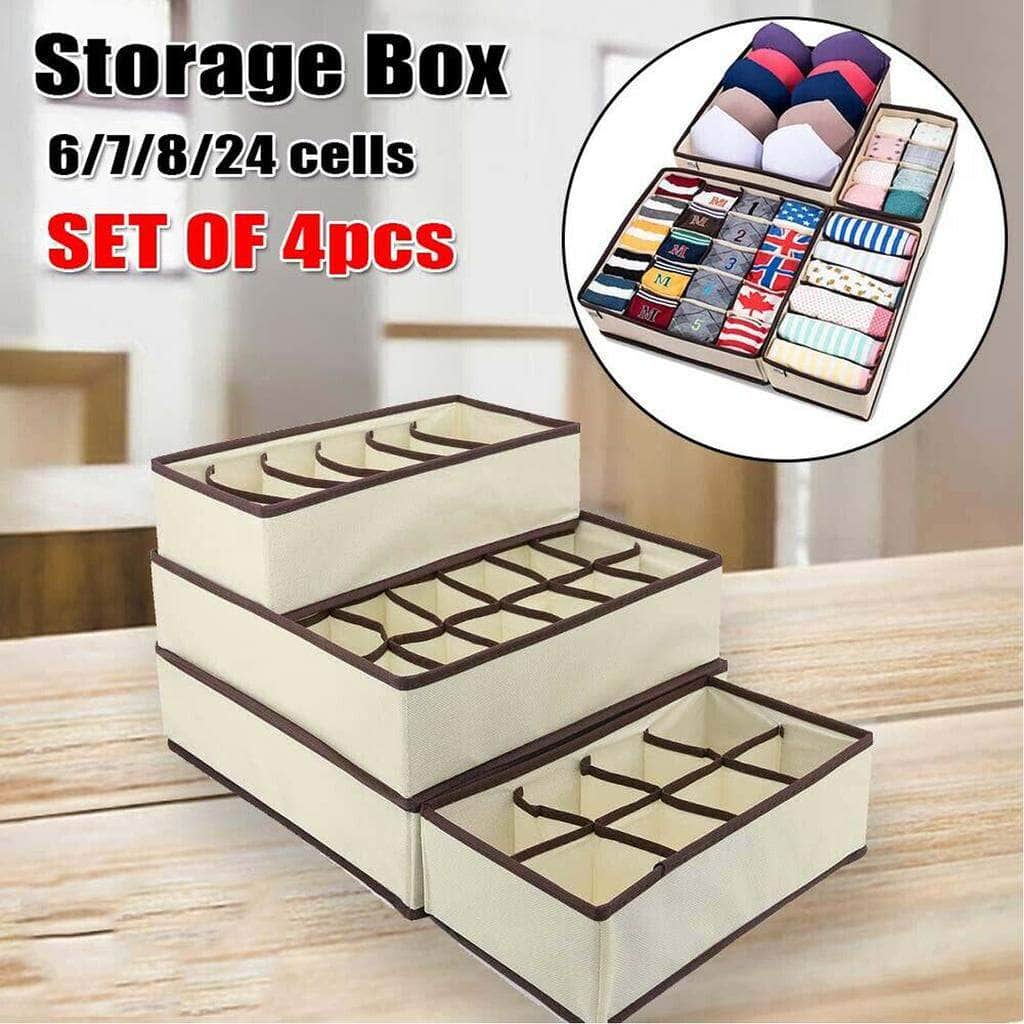 1pc Multi-Grid Foldable Underwear Storage Boxes, Household