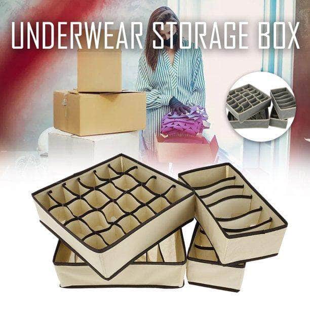 ChezMax Foldable Clothes Organizer Box, Mesh Closet Underwear Storage Bins,  Grey Washable Folded Wardrobe Drawer Dividers Set, 6/7/24