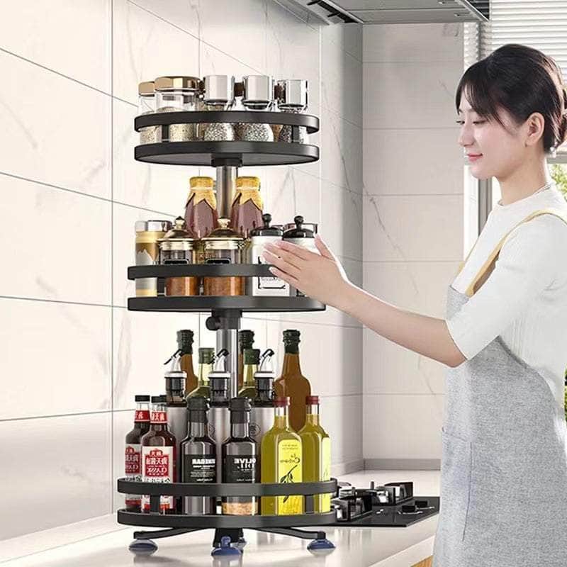 360°Rotating Spice Rack Organizer Seasoning Holder Kitchen Storage Home  Supplies