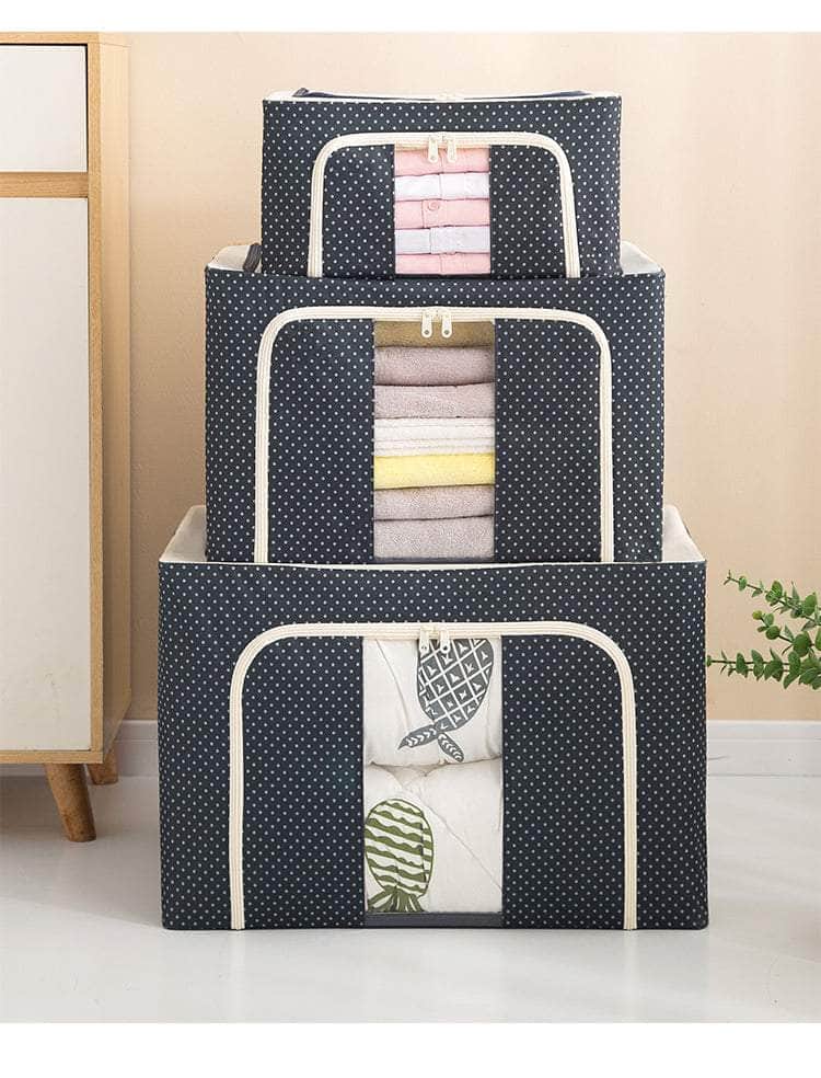 Set of 3 Foldable Storage Bags Organizers with Steel Frame